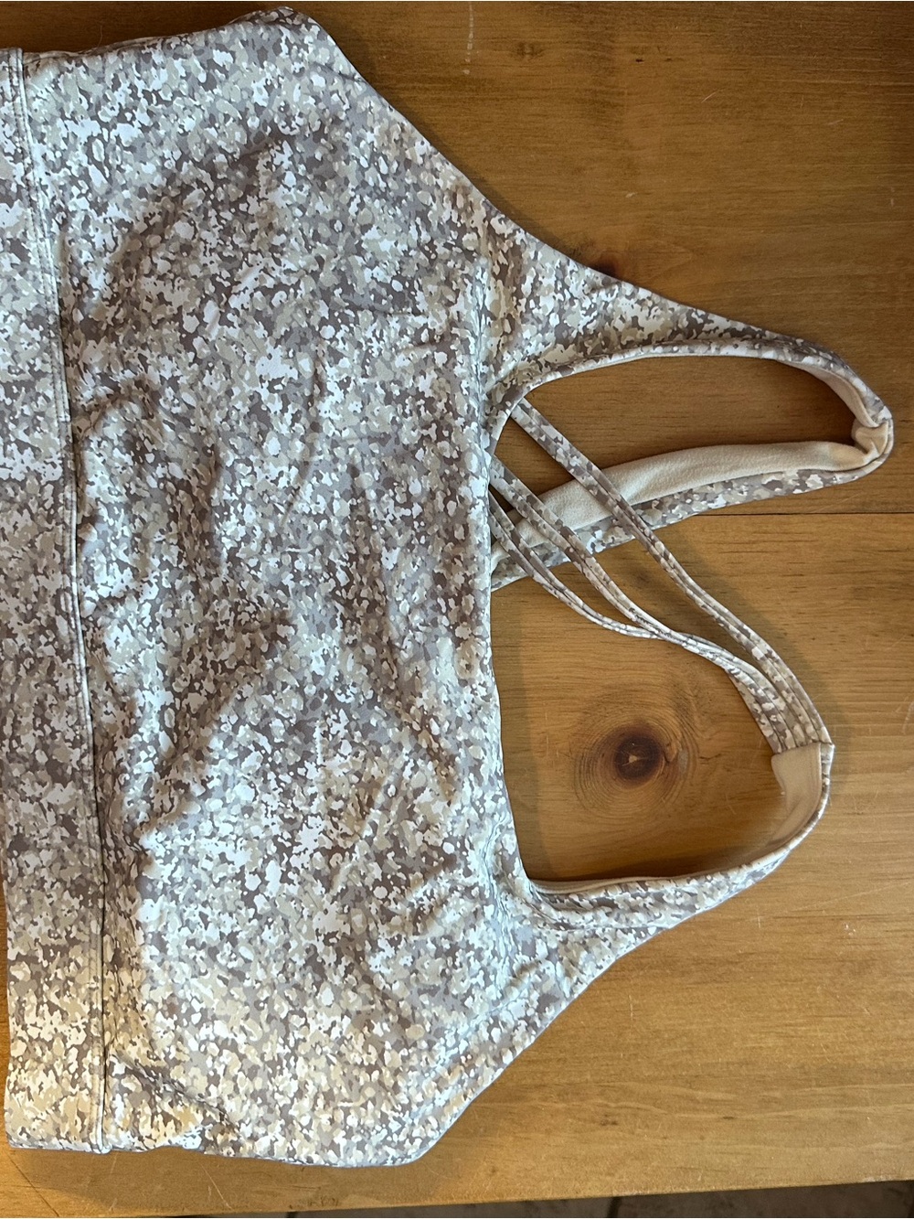 ZYIA Beige Floral-Print Asymmetrical Straps Sports Bra